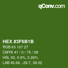 Farbcode: HEX #3F6B1B | qconv.com