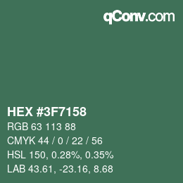 Color code: HEX #3F7158 | qconv.com