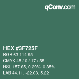 Color code: HEX #3F725F | qconv.com