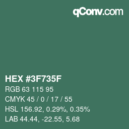 Color code: HEX #3F735F | qconv.com