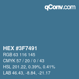 Color code: HEX #3F7491 | qconv.com