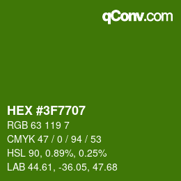 Color code: HEX #3F7707 | qconv.com