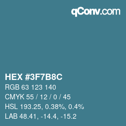 Color code: HEX #3F7B8C | qconv.com