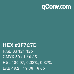 Color code: HEX #3F7C7D | qconv.com