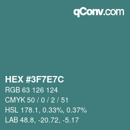 Color code: HEX #3F7E7C | qconv.com