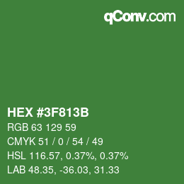 Color code: HEX #3F813B | qconv.com
