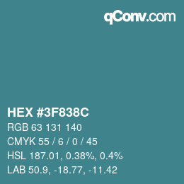 Color code: HEX #3F838C | qconv.com