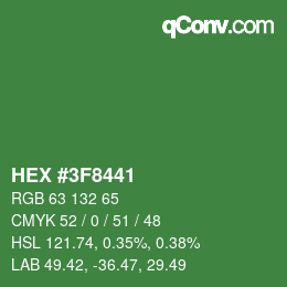 Color code: HEX #3F8441 | qconv.com