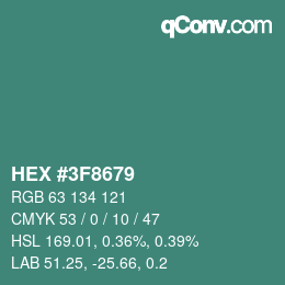 Color code: HEX #3F8679 | qconv.com