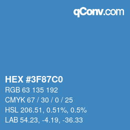 颜色代码: HEX #3F87C0 | qconv.com