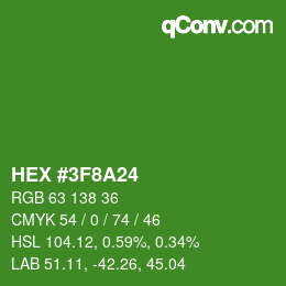 Color code: HEX #3F8A24 | qconv.com