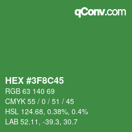 Farbcode: HEX #3F8C45 | qconv.com