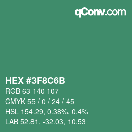 Color code: HEX #3F8C6B | qconv.com