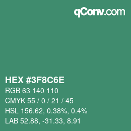 Color code: HEX #3F8C6E | qconv.com