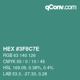 Color code: HEX #3F8C7E | qconv.com