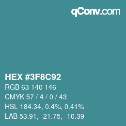 Farbcode: HEX #3F8C92 | qconv.com