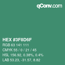 カラーコード: HEX #3F8D6F | qconv.com
