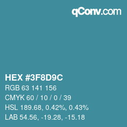 Farbcode: HEX #3F8D9C | qconv.com