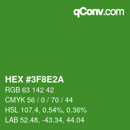 Farbcode: HEX #3F8E2A | qconv.com