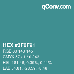 Color code: HEX #3F8F91 | qconv.com