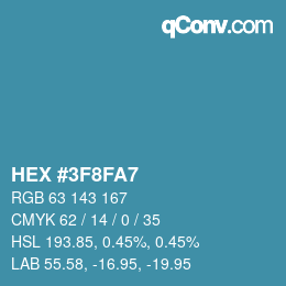 カラーコード: HEX #3F8FA7 | qconv.com