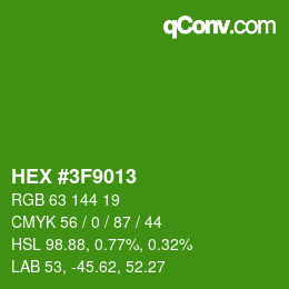 颜色代码: HEX #3F9013 | qconv.com