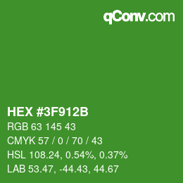 Color code: HEX #3F912B | qconv.com