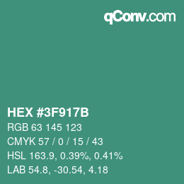 Color code: HEX #3F917B | qconv.com