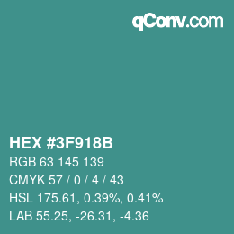 Color code: HEX #3F918B | qconv.com