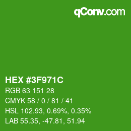Color code: HEX #3F971C | qconv.com