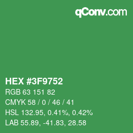 Color code: HEX #3F9752 | qconv.com