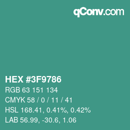 Color code: HEX #3F9786 | qconv.com