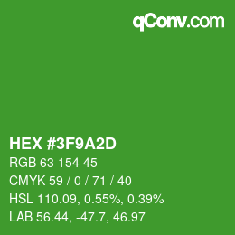 Color code: HEX #3F9A2D | qconv.com