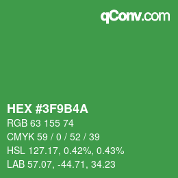 カラーコード: HEX #3F9B4A | qconv.com