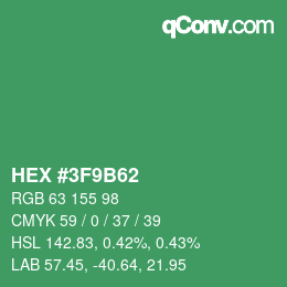 Farbcode: HEX #3F9B62 | qconv.com