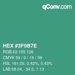 Color code: HEX #3F9B7E | qconv.com