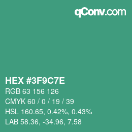 カラーコード: HEX #3F9C7E | qconv.com