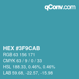 Color code: HEX #3F9CAB | qconv.com