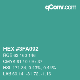 Color code: HEX #3FA092 | qconv.com