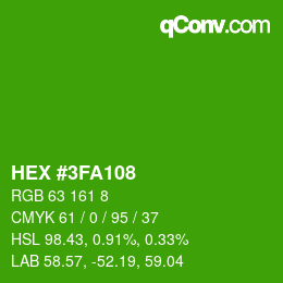 颜色代码: HEX #3FA108 | qconv.com