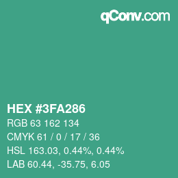 颜色代码: HEX #3FA286 | qconv.com