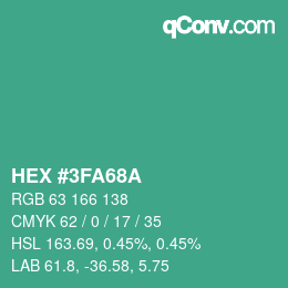カラーコード: HEX #3FA68A | qconv.com