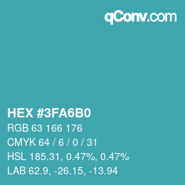 カラーコード: HEX #3FA6B0 | qconv.com