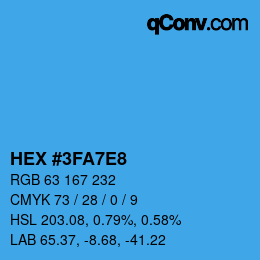 Farbcode: HEX #3FA7E8 | qconv.com