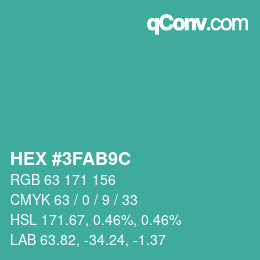 Color code: HEX #3FAB9C | qconv.com