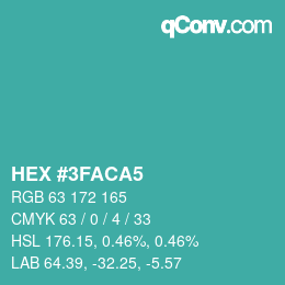 Color code: HEX #3FACA5 | qconv.com