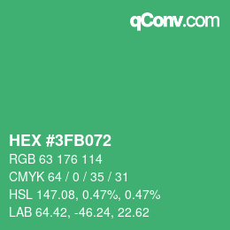 カラーコード: HEX #3FB072 | qconv.com