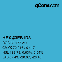 カラーコード: HEX #3FB1D3 | qconv.com