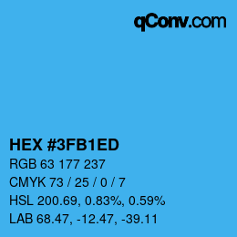 カラーコード: HEX #3FB1ED | qconv.com