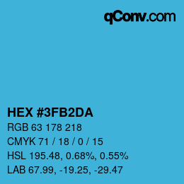 颜色代码: HEX #3FB2DA | qconv.com